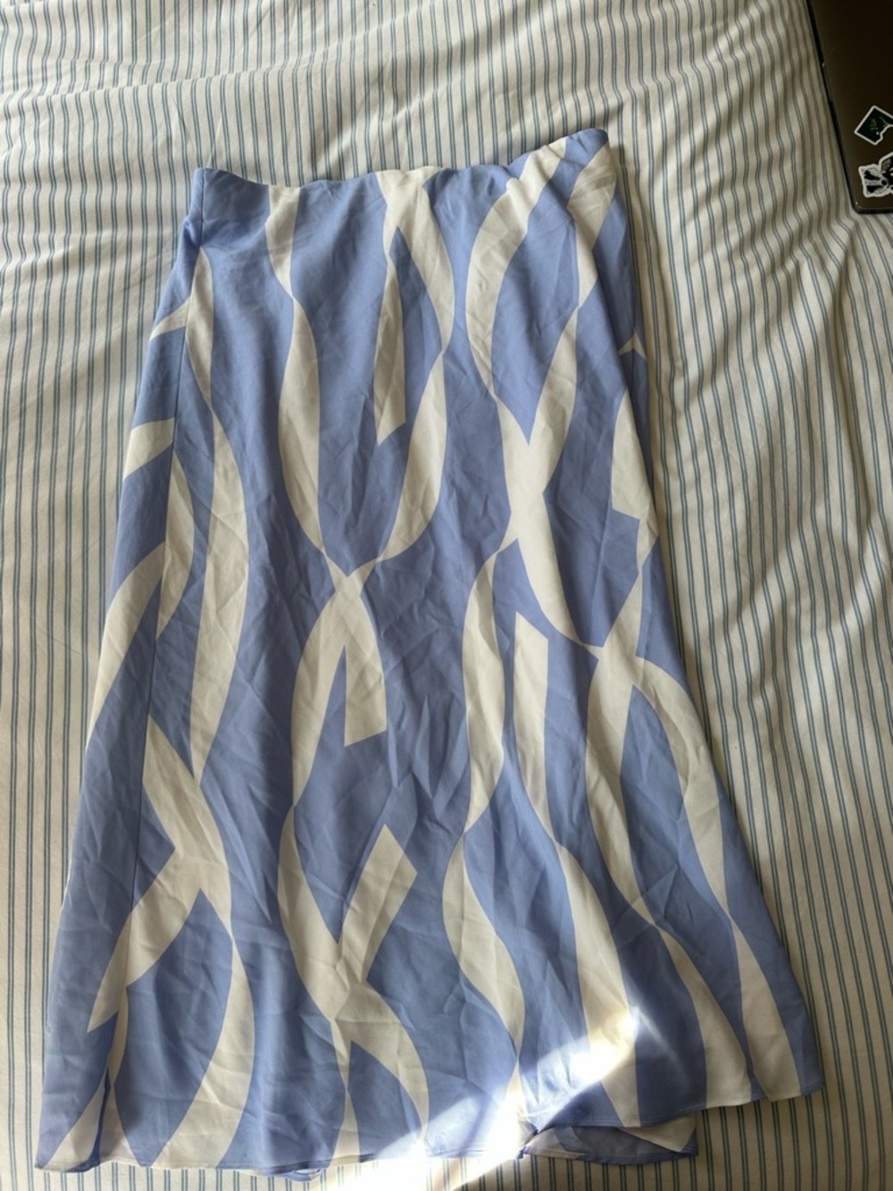 Ann Taylor Sky Blue and White Abstract Midi Skirt